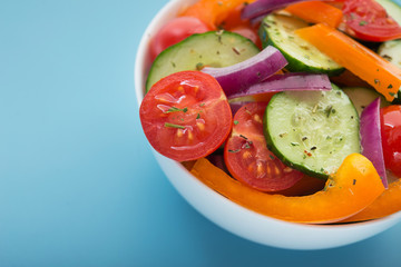 Fresh vegetables salad, tomato, pepper, cucumber