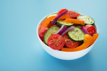 Fresh vegetables salad, tomato, pepper, cucumber
