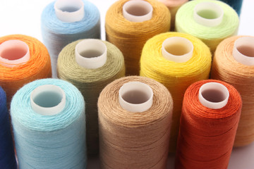 sewing thread in different colors.