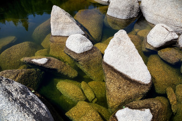 Big stones in mountain lake - 204332322