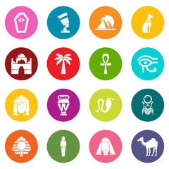 Fototapeta premium Egypt travel icons set colorful circles vector