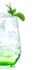 green cocktail on white background