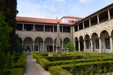 Fototapeta premium View of former convent of Santa Clara (16th century) now city hall in Guimaraes, North Region, Portugal. Guimaraes city listed as World Heritage by UNESCO.