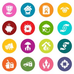 Fototapeta premium Insurance icons set colorful circles vector