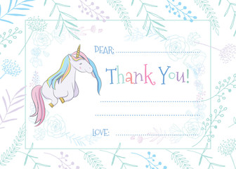 Illustration with cute mystic unicorn animal © Rasveta