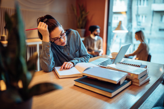 Tired from her study