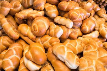 Fresh little Challah for sale at local city market