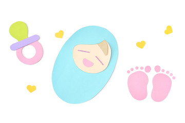 Baby paper cut on white background - isolated