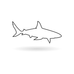 Fototapeta premium Shark sign, Shark line icon