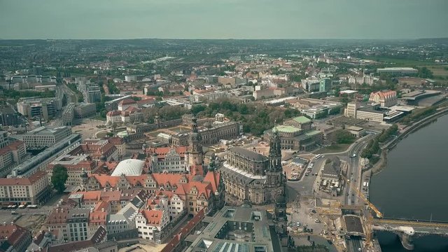Aerial view of historic part of Dresden, Germany