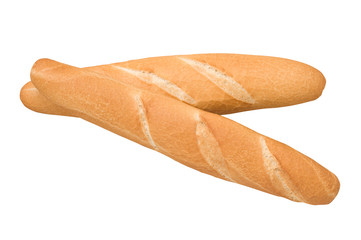 Baguette su fondo bianco