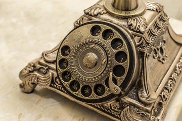 Close up of antique telephone with classical.