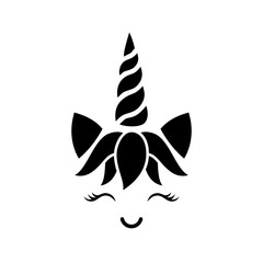 Happy unicorn face vector. Cute unicorn face. Vector cartoon character illustration. Design for child card,t-shirt.Girls,kid.magic concept.Isolated on white background © Aygun