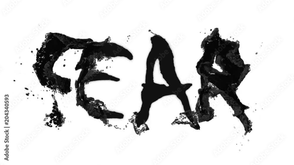 Wall mural intro word fear. text animation fear on white isolated background