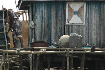 Benin, abitazioni sul Lago Nokoué
