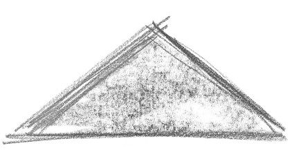 Black hatching grunge graphite pencil, triangle drawing isolated on white  