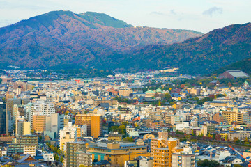 Fototapeta na wymiar Beautiful Cityscape from Kyoto tower.
