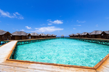 water bungalows at maldivian island