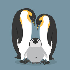  Cartoon happy Penguins family