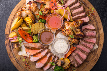 Barbecue board with chicken legs