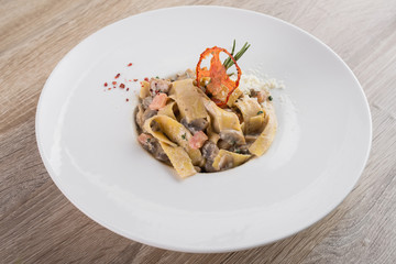 delicious pasta with vegetables and parmesan