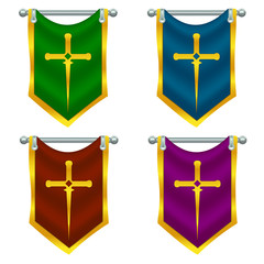 Set of Knight Flags with Sword