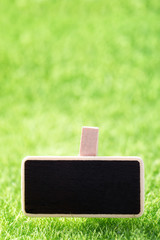 Blank mockup board on green grass background