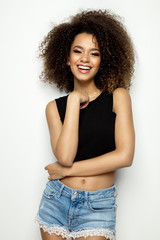 Beautiful black female model smiling