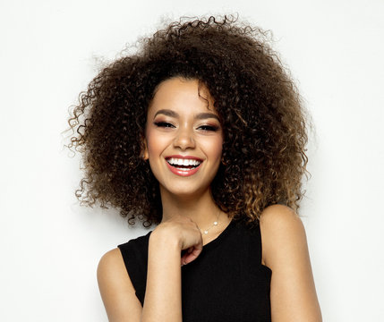 Beautiful black female model smiling