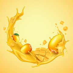 Mango juice with fresh fruit