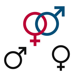 Man and woman signs. Mirror of Venus and spear of Mars. Color symbol of heterosexuality.