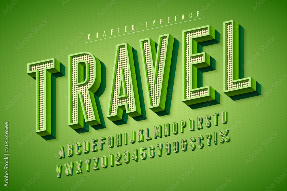 Fototapete good vibes retro typeface. 3d display font, poster