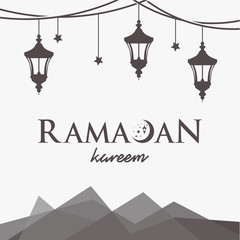 Ramadan Kareem Background banner, Ramadan Kareem with lantern vector illustration