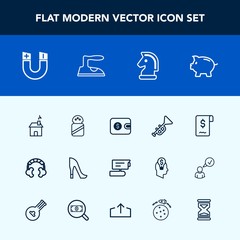 Modern, simple vector icon set with investment, pole, home, high, record, finance, salt, sign, musical, cash, sound, tv, trumpet, ingredient, wallet, technology, field, purse, money, style, coin icons