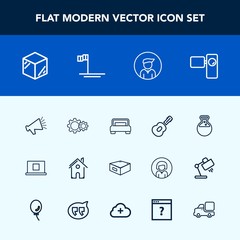 Modern, simple vector icon set with internet, man, equipment, musical, package, house, loud, guitar, bed, male, baja, technology, template, bedroom, video, movie, double, medicine, sound, boy icons
