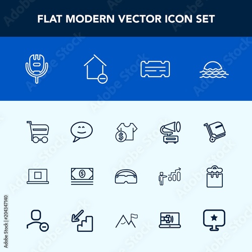 Modern Simple Vector Icon Set With Cost Web Bank Song Ticket - modern simple vector icon set with cost web bank song ticket coupon microphone business nature sun internet market speech trolley money