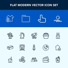 Modern, simple vector icon set with door, landscape, sunrise, male, clothing, dont, hanger, cost, construction, railway, sale, building, transportation, strategy, suit, click, tie, chessboard icons