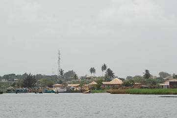 Benin, abitazioni sul Lago Nokoué