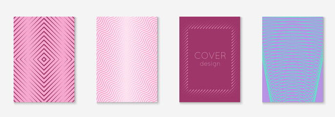 Fototapeta premium Cool cover template set. Minimal trendy vector with halftone gradients. Geometric cool cover template for flyer, poster, brochure and invitation. Minimalistic colorful shapes. Abstract illustration.