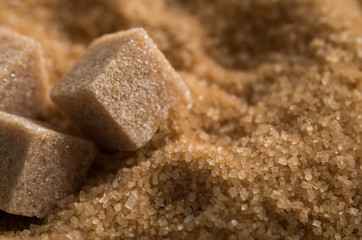 Close up shot of brown cane sugar