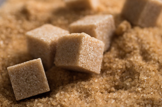 Close up shot of brown cane sugar