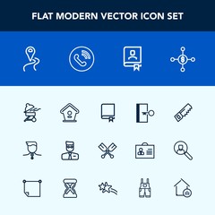 Modern, simple vector icon set with book, money, construction, gold, library, road, education, competition, study, web, profile, encyclopedia, grill, sign, paddle, location, boat, cooking, meat icons