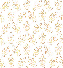 Gold leaves seamless pattern. Trendy botanic background for packaging, banner, card, flyer, invitation, wedding, print advertising, social media, placard, invitation, save the date,