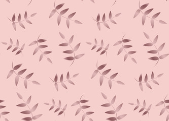Elegant rose gold leafs seamless pattern. Pink gradient leaves on the pink background.