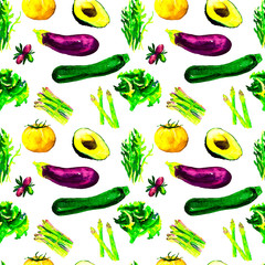 Vegetables Seamless Pattern. Repeatable Pattern with Healthy Food. 