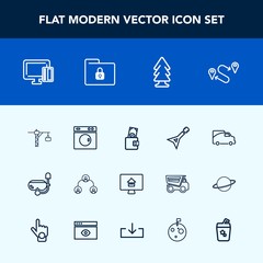 Modern, simple vector icon set with traffic, purse, laundry, position, business, van, construction, water, wallet, summer, vehicle, nature, hierarchy, musical, mask, shopping, washer, people icons