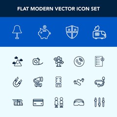 Modern, simple vector icon set with human, sky, pole, retro, cooler, electrical, tape, checklist, door, cold, friction, mountain, circle, antenna, doorknob, electricity, tv, blue, lamp, light icons