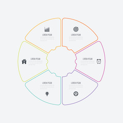 Infographics template 6 options with circle