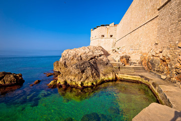 Dubrovnik city walls outside waterfront view