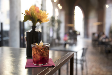 americano cocktail with flower